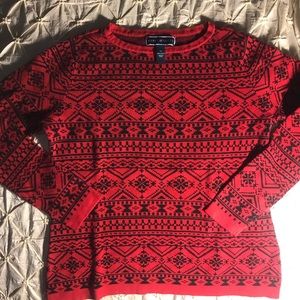 Karen Scott Red and Black Patterned Sweater